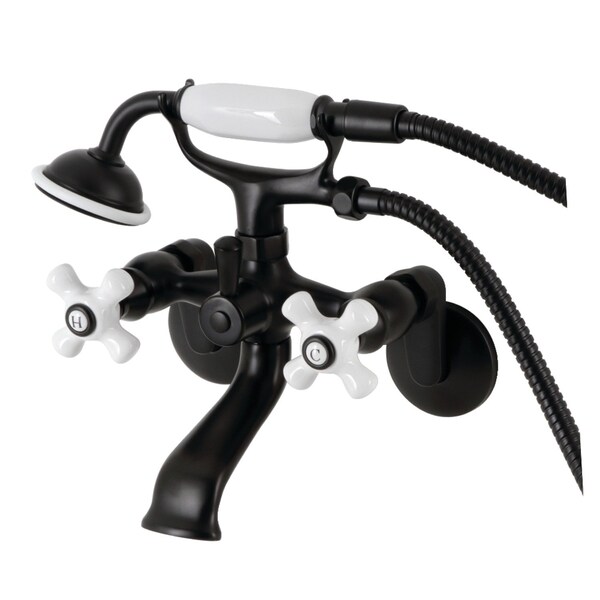 Kingston Brass KS266PXMB Wall Mount Clawfoot Tub Faucet with Hand Shower, Matte Black KS266PXMB - main